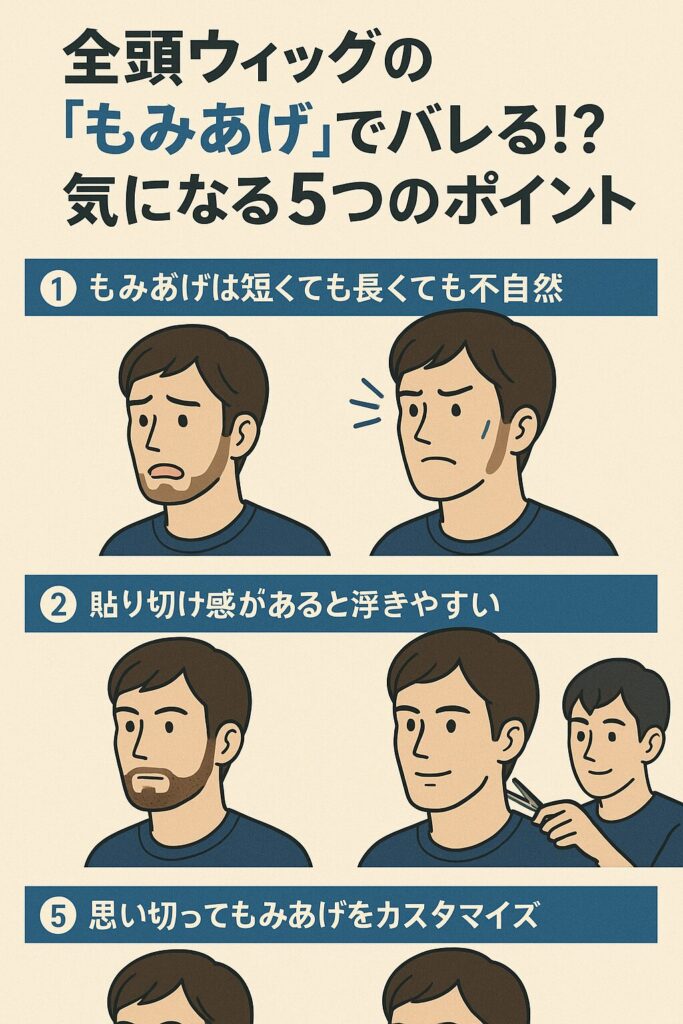 全頭ウィッグの「もみあげ」でバレる！？気をつけたい5つのポイント